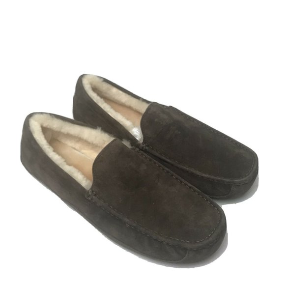 UGG Australia Ascot Brown Suede Slippers Sheep Sherling Fur Lining NWOB main image 5